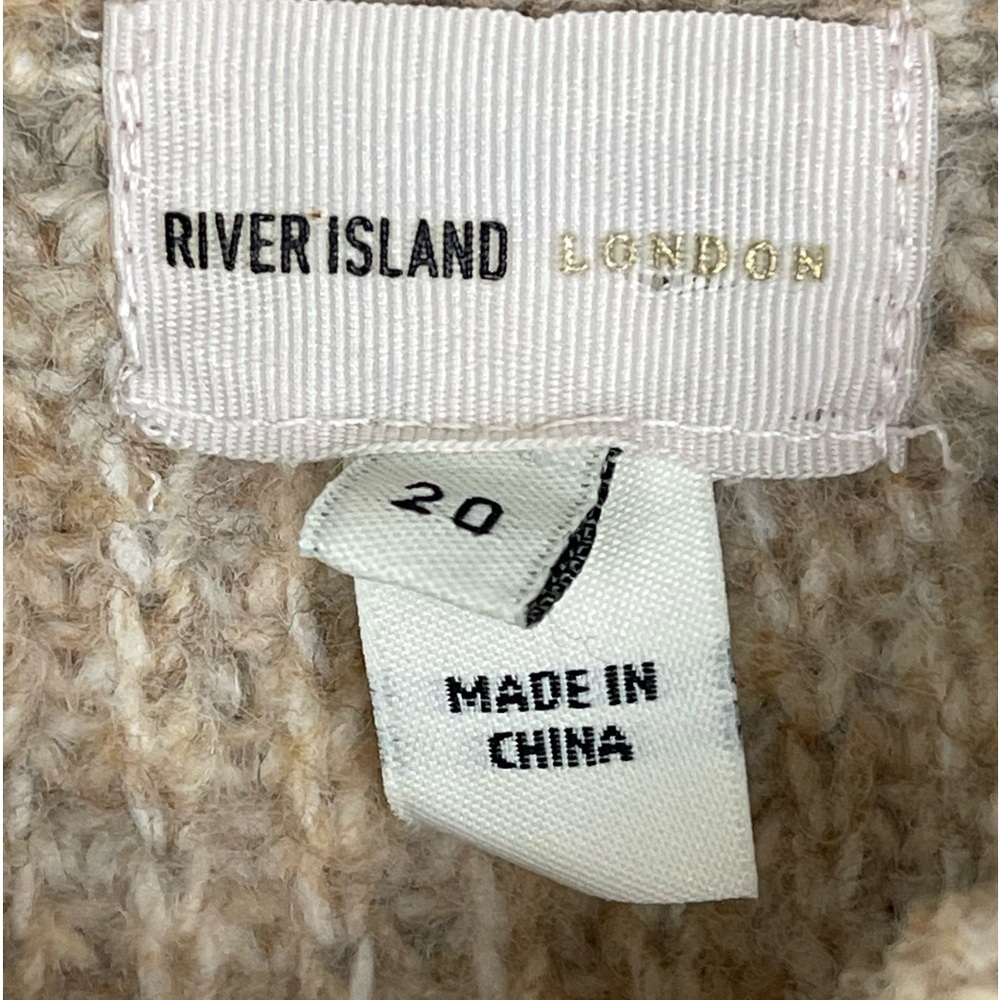 River Island beige knitted hybrid jumper Sweater Vest Oversized Coastal Preppy - Picture 9 of 12